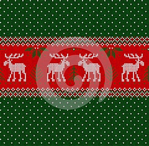 Merry Christmas New Year seamless pattern border frame scandinavian deers