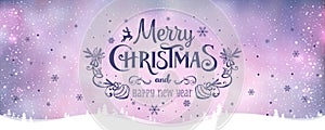 Merry Christmas and New Year typographical on holidays background