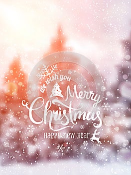 Merry Christmas and New Year typographical on holidays backgrounMerry Christmas and New Year typographical on holidays background