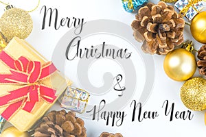 Merry Christmas and New Year typographical on white background w