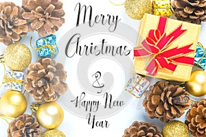 Merry Christmas and New Year typographical on white background w