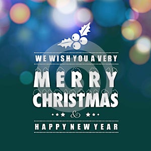 Merry christmas and newyear card with darkgreen background.