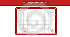 Before Merry Christmas organizer, planner, notepad, diary with vector hand drawn illustrations and handwritten