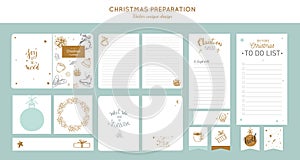 Before Merry Christmas organizer, planner, notepad, diary with vector hand drawn illustrations and handwritten