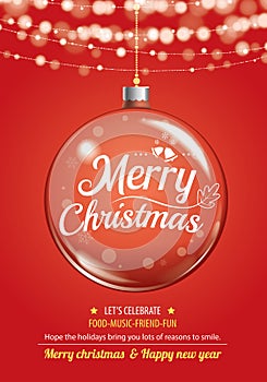 Merry christmas party and glass ball for flyer brochure design o