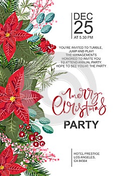 Merry Christmas party invitation and Happy New Year Party Invitation Card and poster Holiday design template Christmas