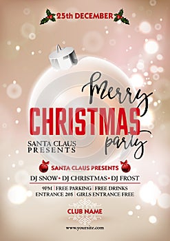 Merry Christmas party poster design.