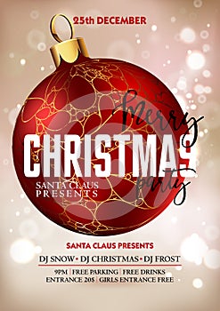 Merry Christmas party poster design.