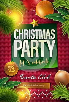Merry Christmas Party Poster Design Template