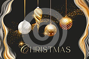 Merry Christmas Party vector poster holiday greeting card, premium luxury 3d gold snowflake ornament decoration of