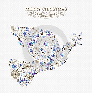 Merry christmas peace dove vintage holiday element