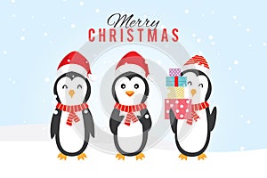 Merry Christmas from Penguins illustration