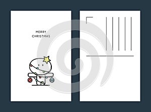 Merry Christmas postcard cute funny character