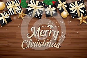 Merry christmas poster background design template. Typography an