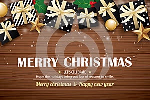 Merry christmas poster background design template. Typography an