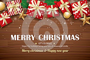 Merry christmas poster background design template. Typography an