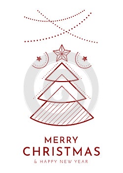 Merry Christmas poster with decorated tree