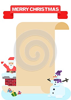Merry Christmas Poster. Santa Claus and scroll