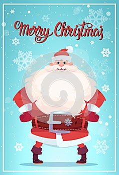 Merry Christmas Poster With Santa Claus Winter Holiday Banner Design