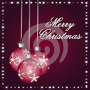 Merry christmas. Purple and pink vector greeting card..