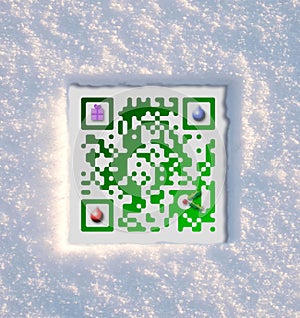 Merry Christmas QR Code set in snow