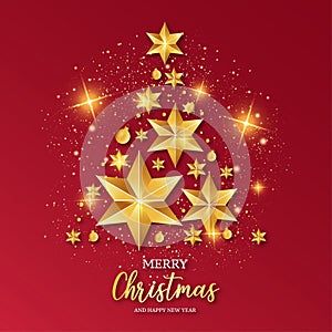 merry christmas red card template vector illustration