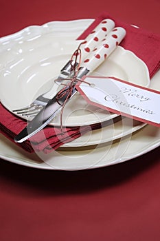 Merry Christmas red theme individual table place settin