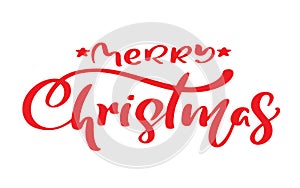 Merry Christmas red vintage calligraphy lettering vector text.