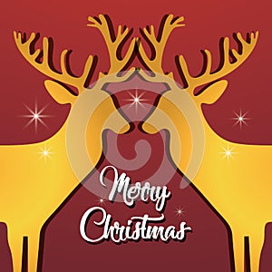 Merry christmas reindeers poster design