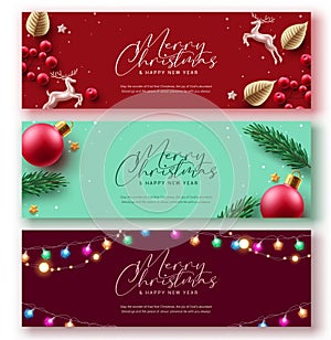 Merry christmas religious greeting vector banner set. Christmas greeting card collection