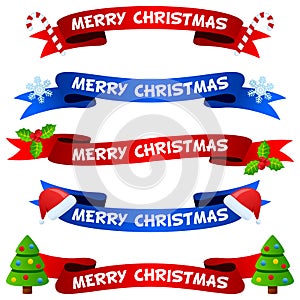 Merry Christmas Ribbons or Banners Set