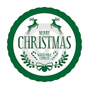 Merry Christmas - round stamp template for handmade gifts and letters.