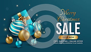 merry christmas sale banner with ornament design