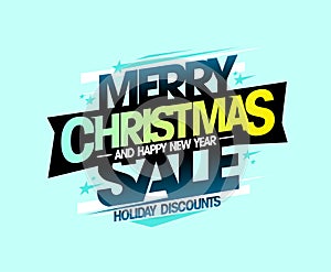 Merry Christmas sale, holiday discounts flyer template