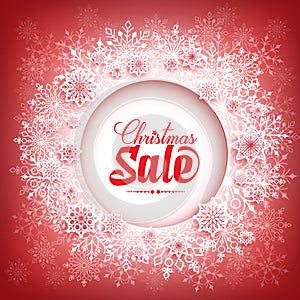 Merry Christmas Sale in Winter Snow Flakes