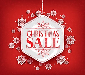 Merry Christmas Sale in Winter Snow Flakes Hanging