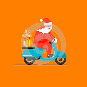Merry Christmas! Santa is carrying gifts