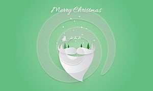 Merry Christmas, Santa Claus beard and mustache,Winter landscape