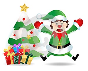 Merry Christmas. Santa Claus cute cartoon for Christmas and New Year background. Vector illustration.