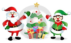 Merry Christmas. Santa Claus cute cartoon for Christmas and New Year background. Vector illustration.