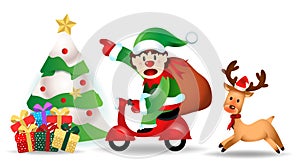 Merry Christmas. Santa Claus cute cartoon for Christmas and New Year background. Vector illustration.