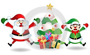 Merry Christmas. Santa Claus cute cartoon for Christmas and New Year background. Vector illustration.