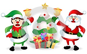 Merry Christmas. Santa Claus cute cartoon for Christmas and New Year background. Vector illustration.