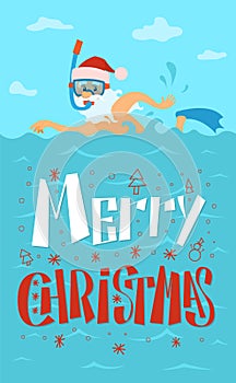 Merry Christmas, Santa Claus Swimming, Diving Mask