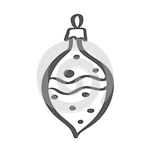 Merry Christmas scandinavian vector ball toy hanging. Tree decoration. Cute cartoon icon. Greeting card. Isolated on