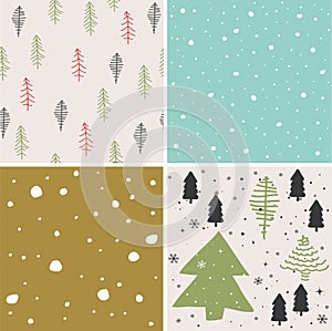 Merry christmas seamless pattern set background
