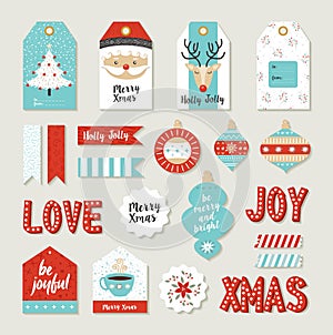 Merry christmas set scrapbook diy printable tags