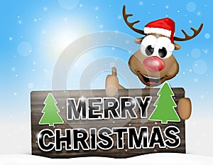 Merry christmas sign happy reindeer