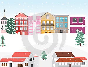 Merry Christmas in a small town vector image