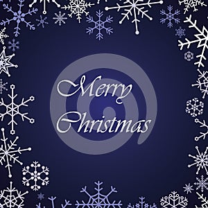 Merry christmas snow flake blue card